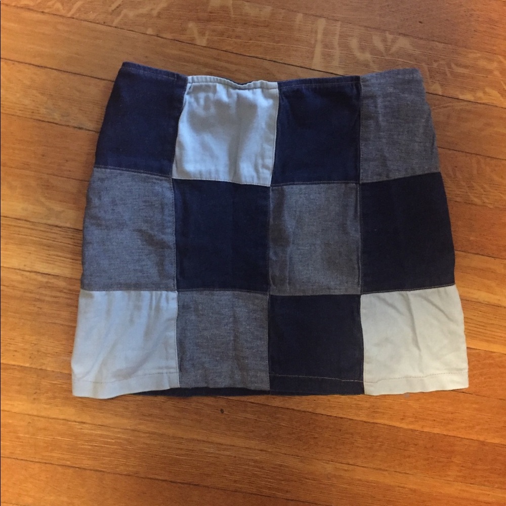 Dark Light Wash Denim Patchwork Mini Pencil Skirt